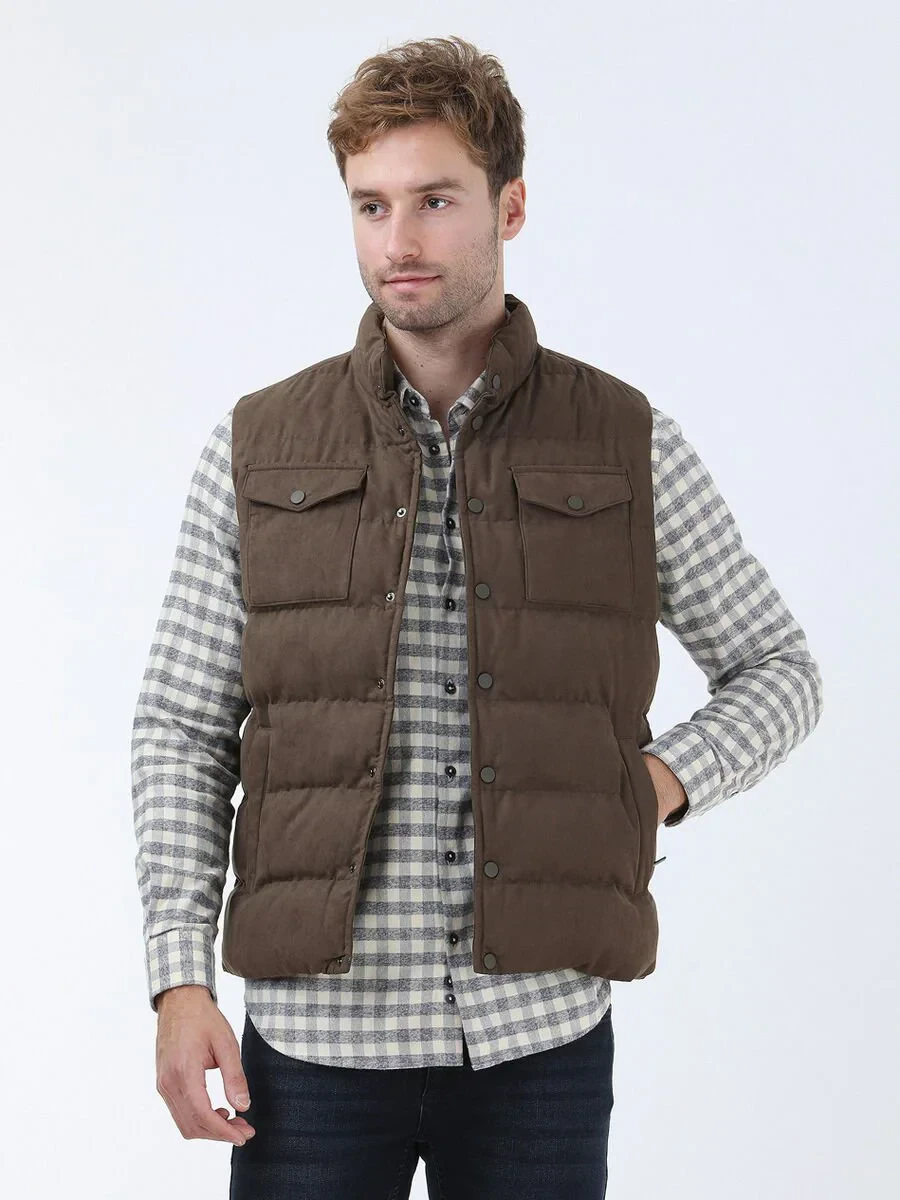 Fındık Regular Fit Dik Yaka Casual Dokuma Spor Yelek - 3