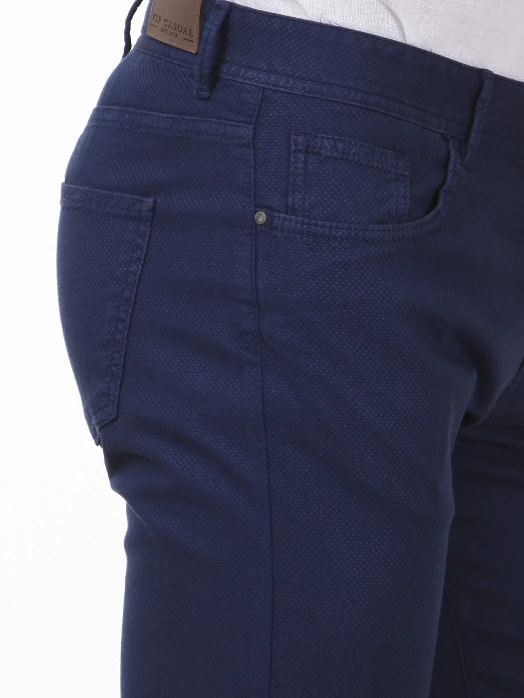 Gece Mavisi Dokuma Slim Fit Casual Pamuk Karışımlı Pantolon - 3