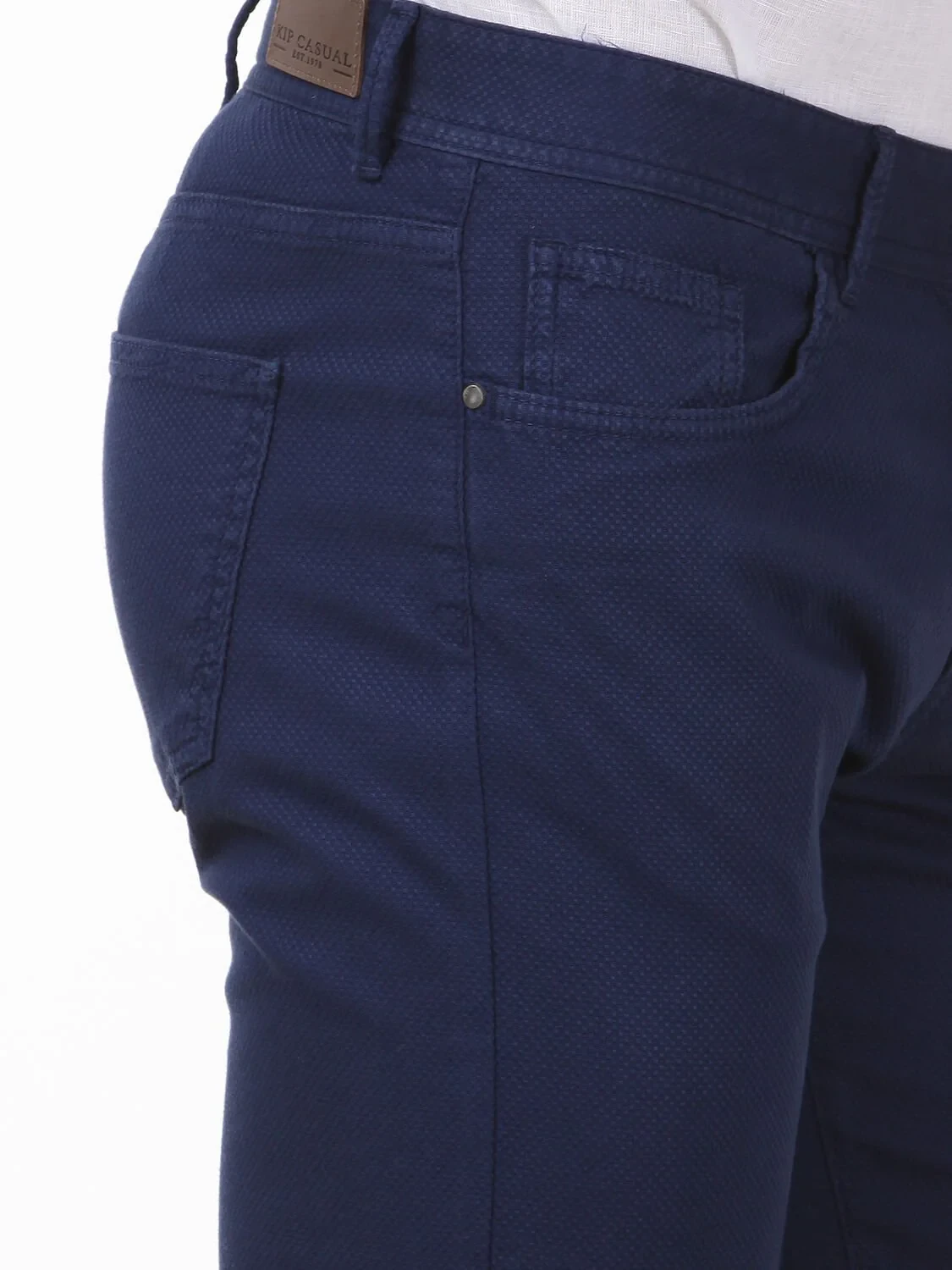 Gece Mavisi Dokuma Slim Fit Casual Pamuk Karışımlı Pantolon - 3