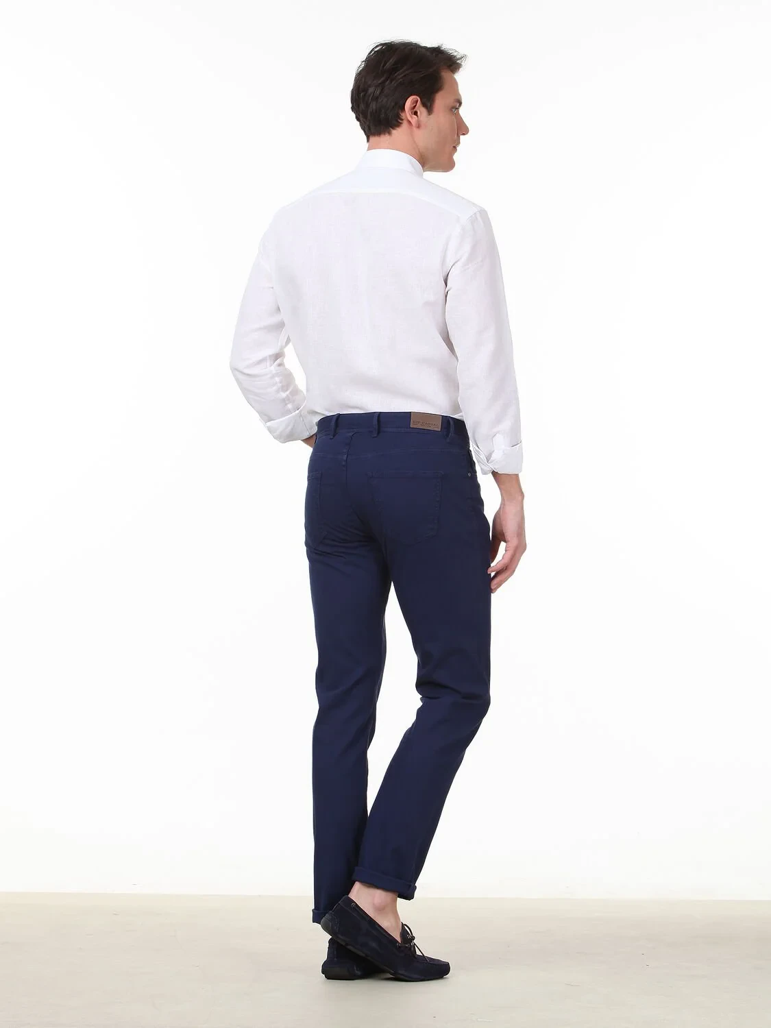 Gece Mavisi Dokuma Slim Fit Casual Pamuk Karışımlı Pantolon - 4