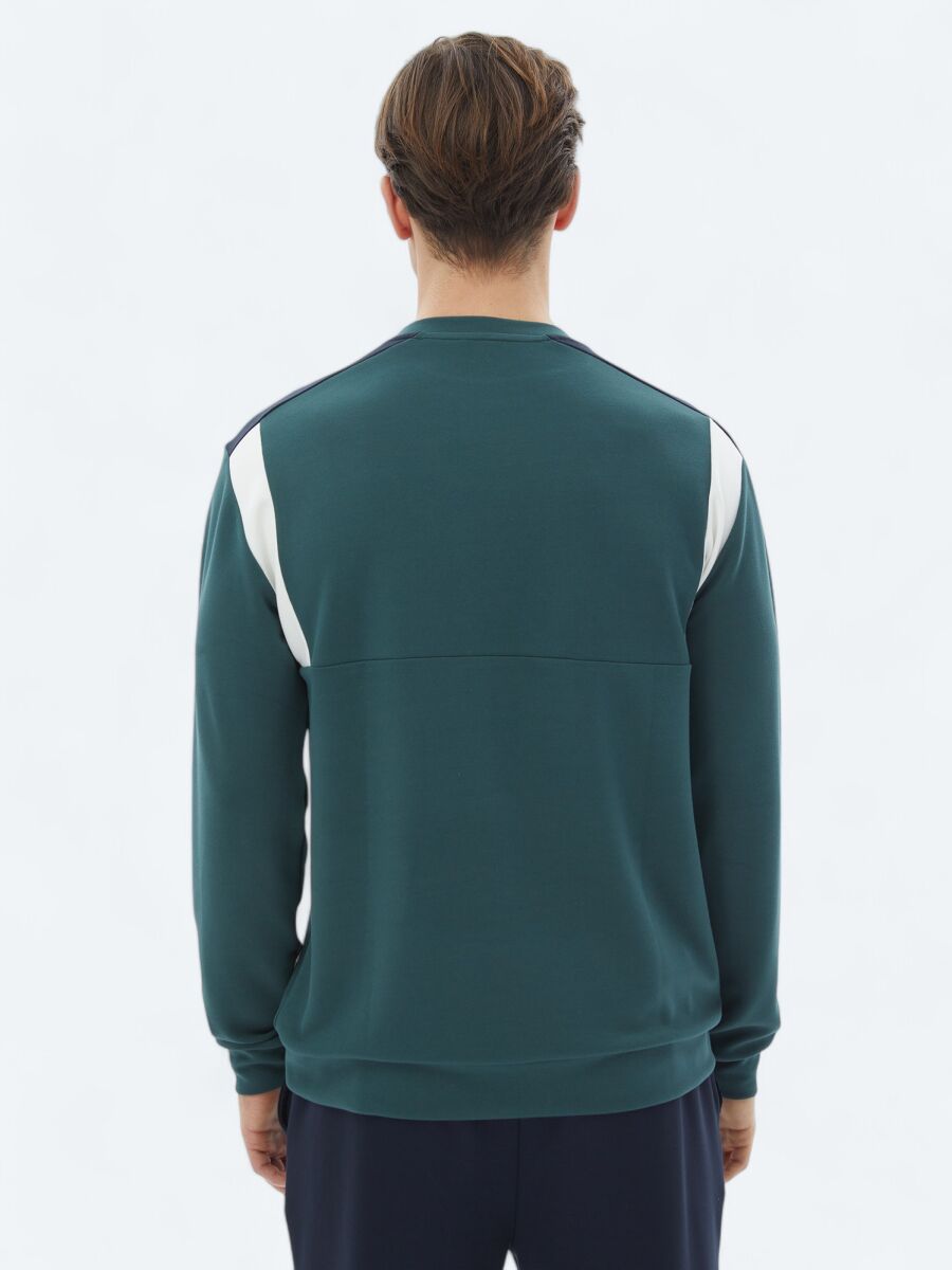 Green Crew Neck Plain Sweatshirt - 6