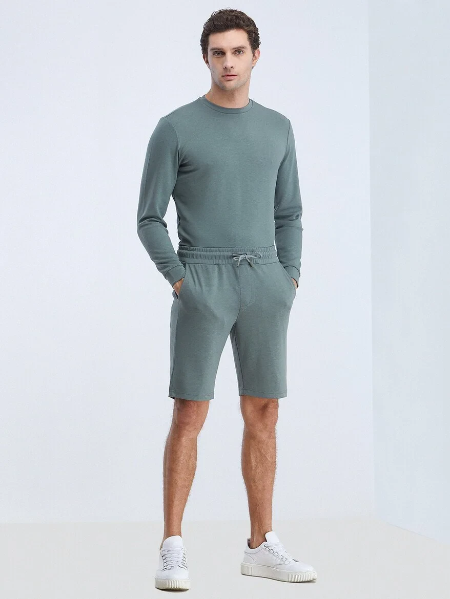 Green Knitting Jogging Fit Sport Bermuda - 2