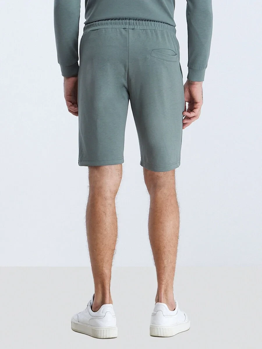 Green Knitting Jogging Fit Sport Bermuda - 4