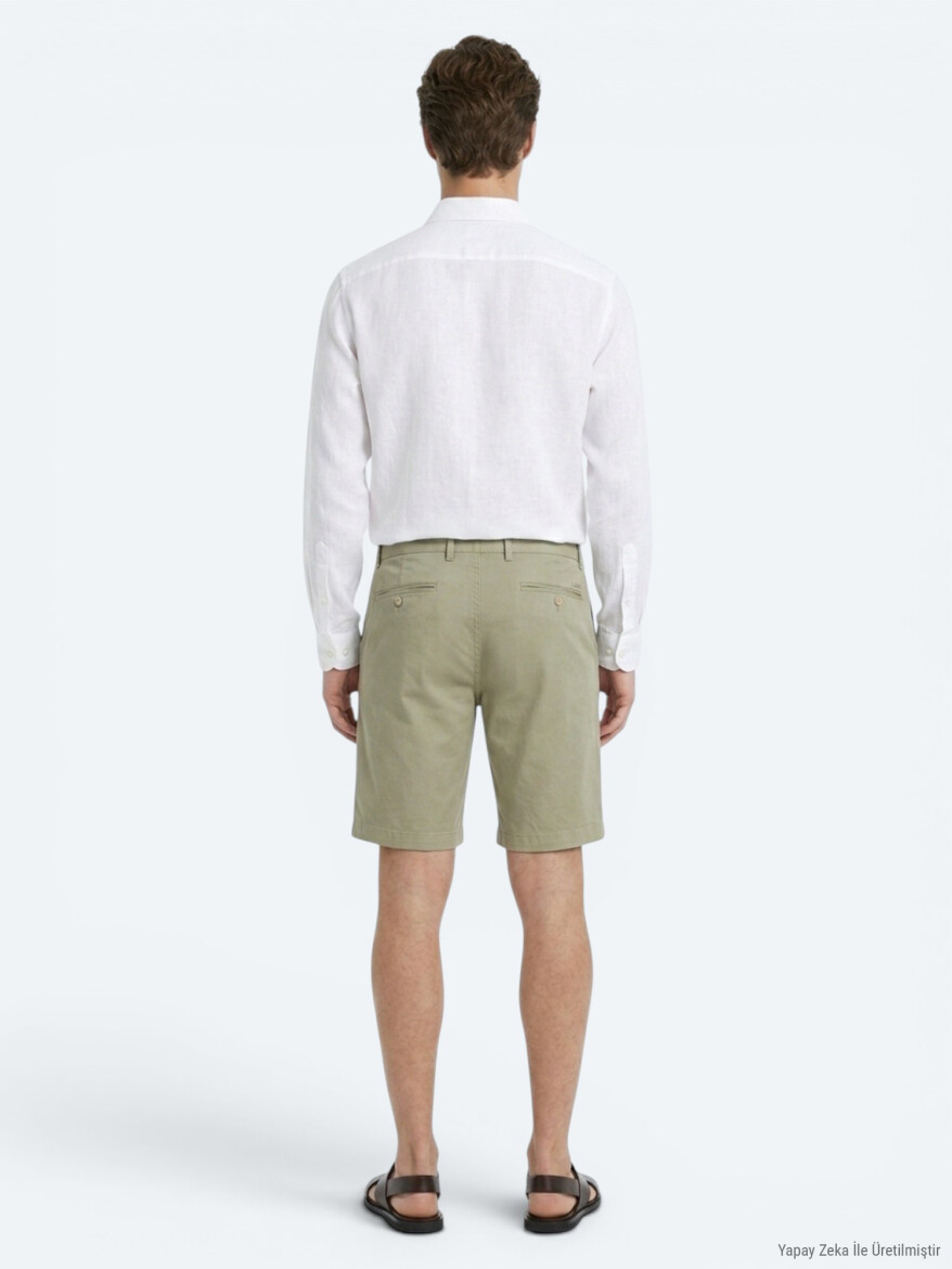 Green Material Jogging Fit Casual Bermuda - 5