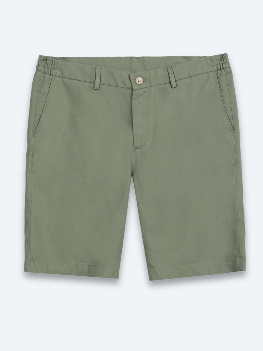 Green Material Jogging Fit Casual Bermuda - 6