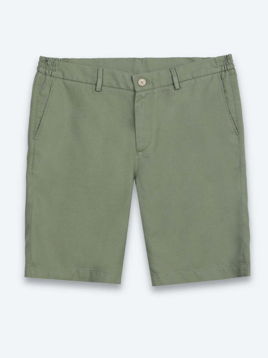 Green Material Jogging Fit Casual Bermuda - 6