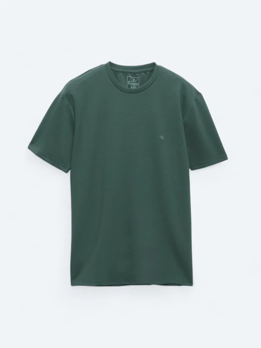 Green Plain Crew Neck T-Shirt - 6
