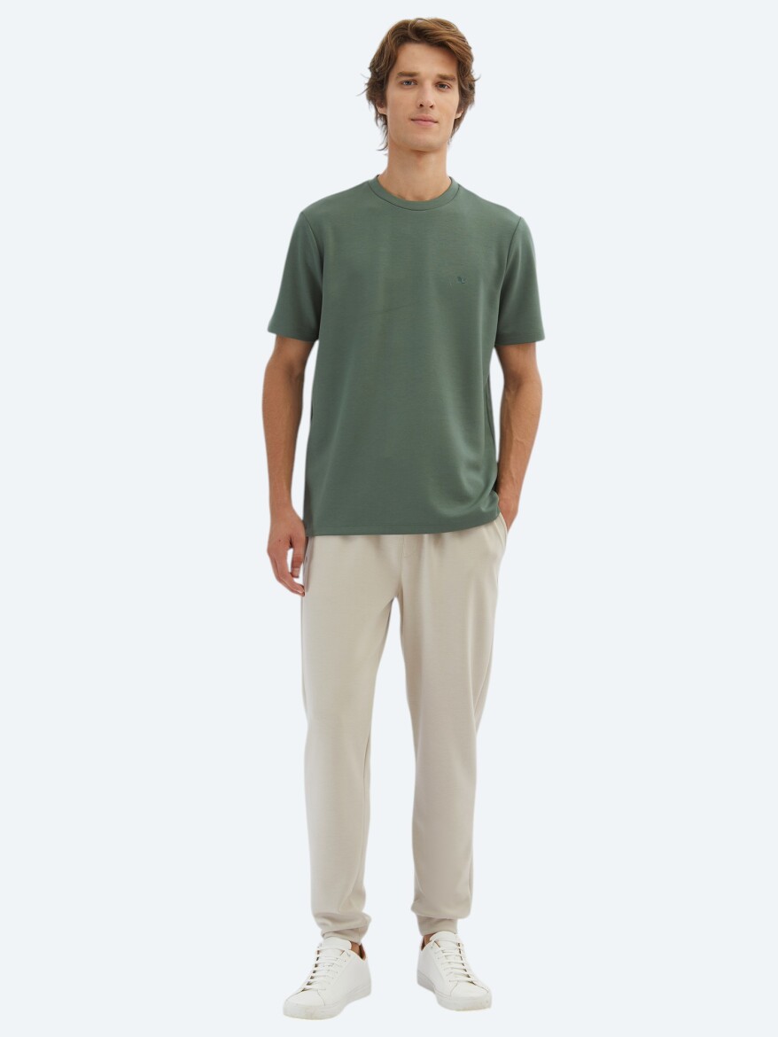 Green Plain Crew Neck T-Shirt - 2