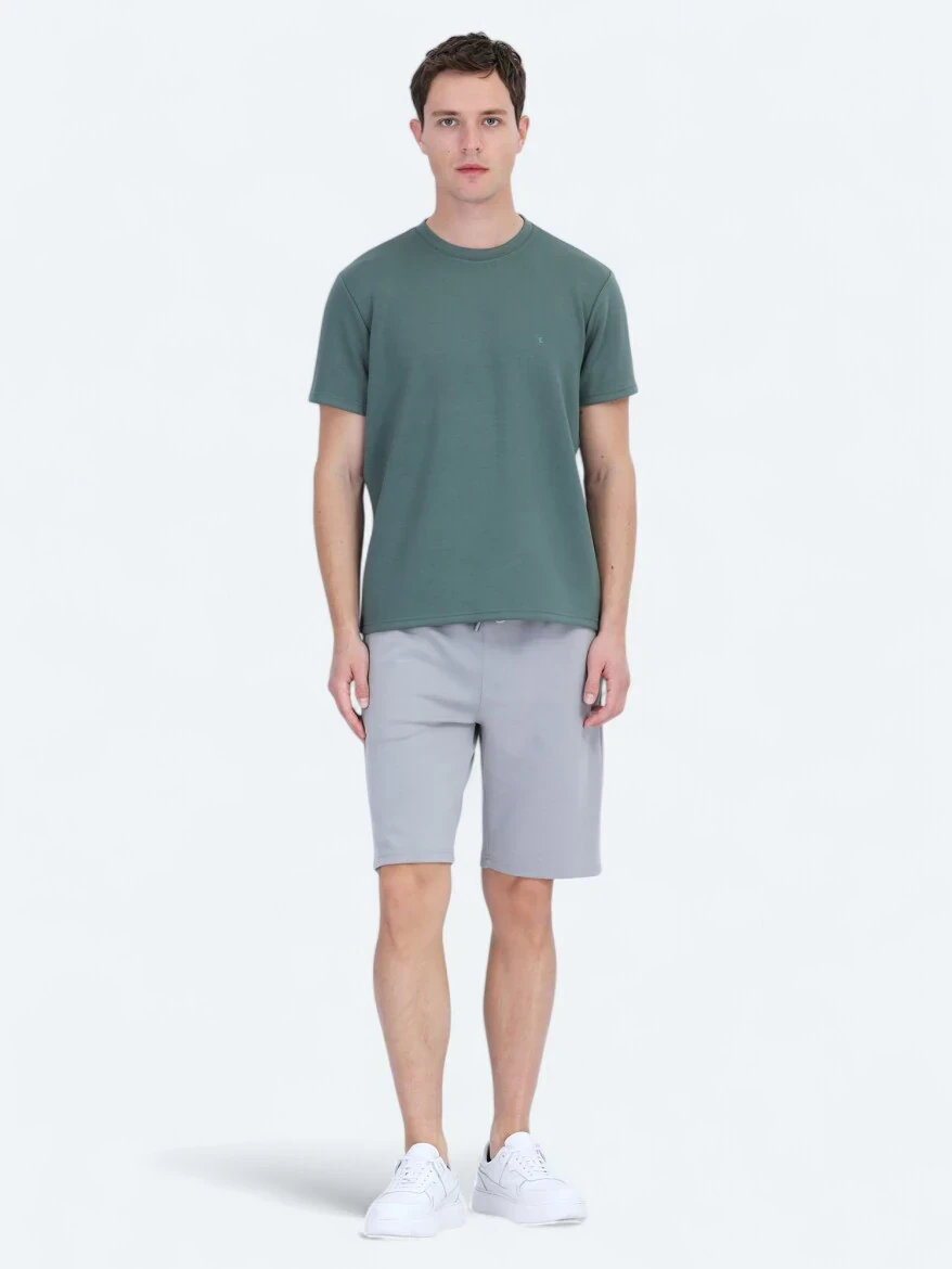 Green Plain Crew Neck T-Shirt - 2