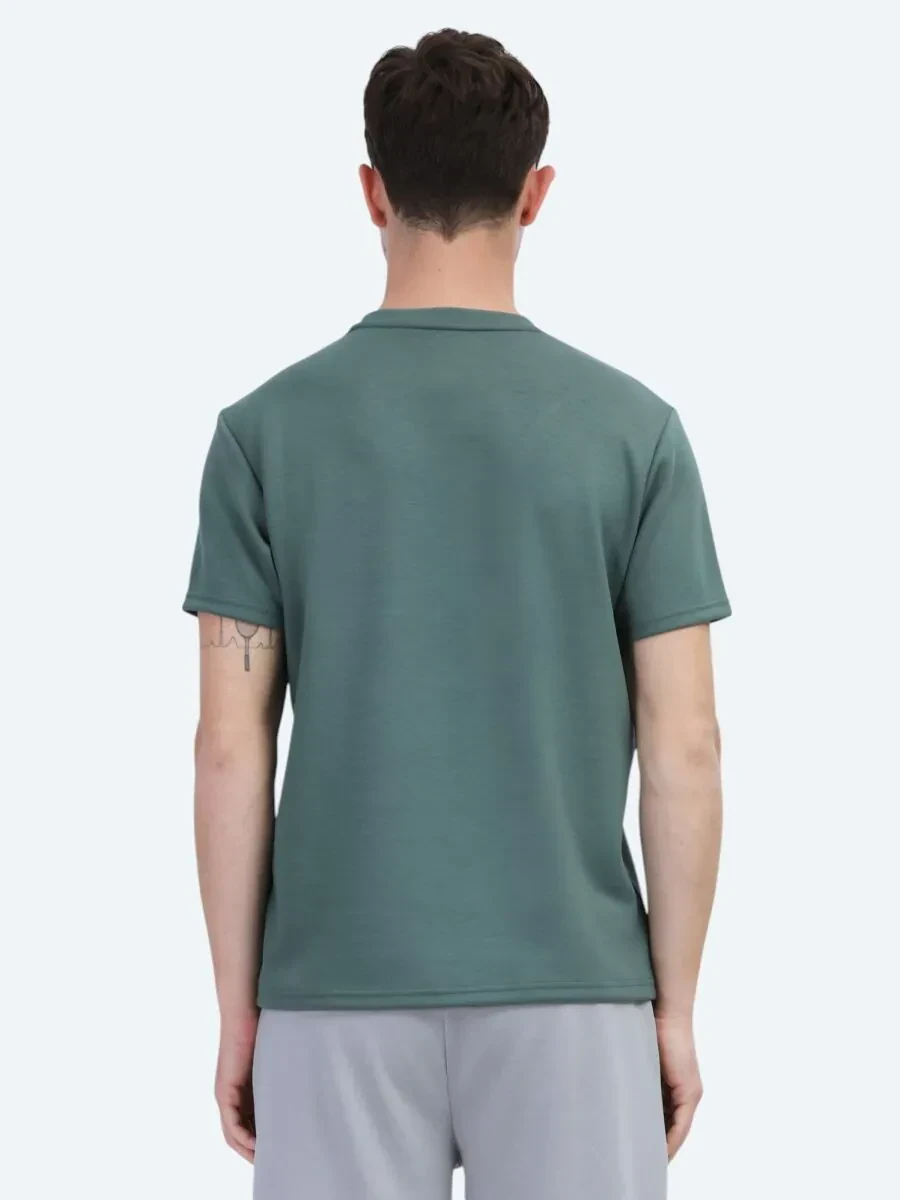 Green Plain Crew Neck T-Shirt - 5