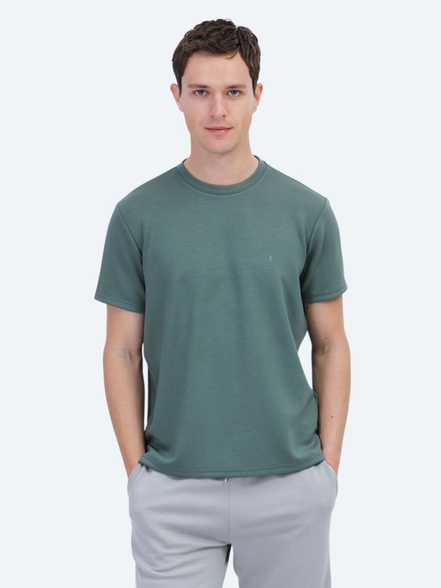 Green Plain Crew Neck T-Shirt - 1