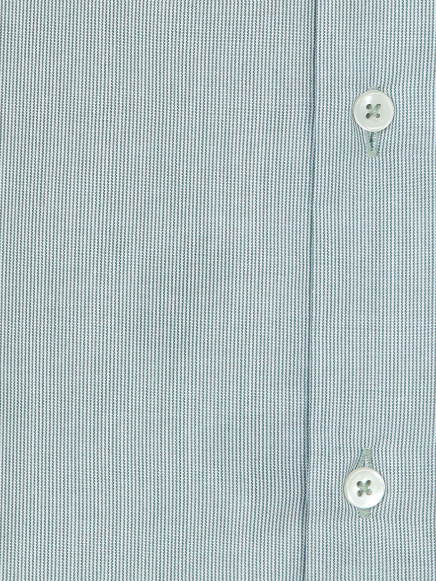Green Plain Regular Fit Long Weaving Casual Cotton Blended Shirt - 10