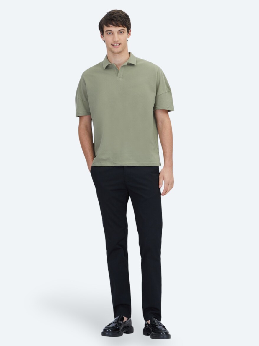 Green Polo Neck 100% Cotton T-Shirt - 2