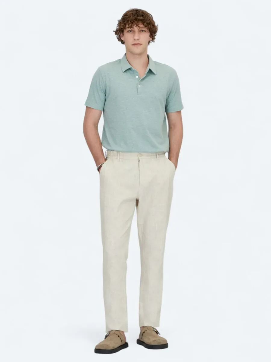 Green Polo Neck Cotton Blended T-Shirt - 2