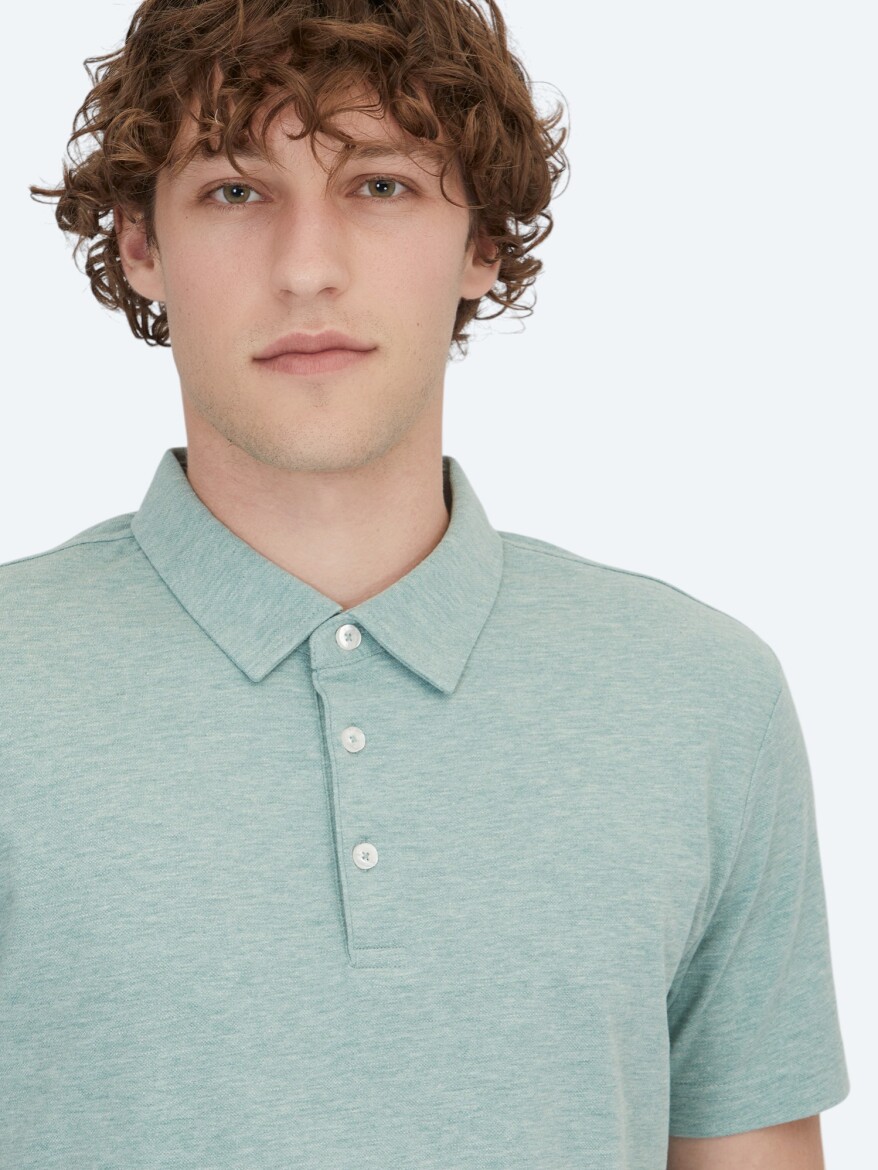 Green Polo Neck Cotton Blended T-Shirt - 3