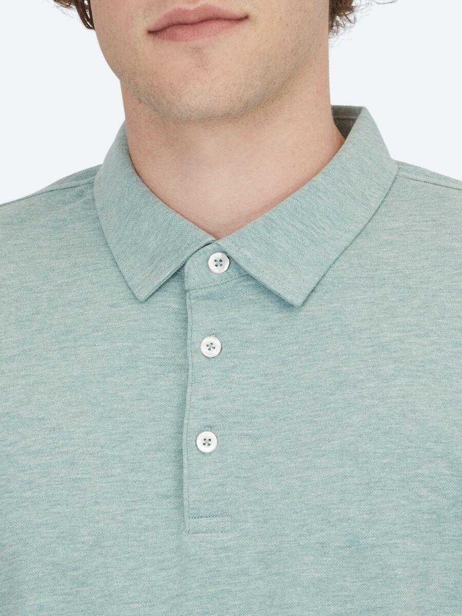 Green Polo Neck Cotton Blended T-Shirt - 4