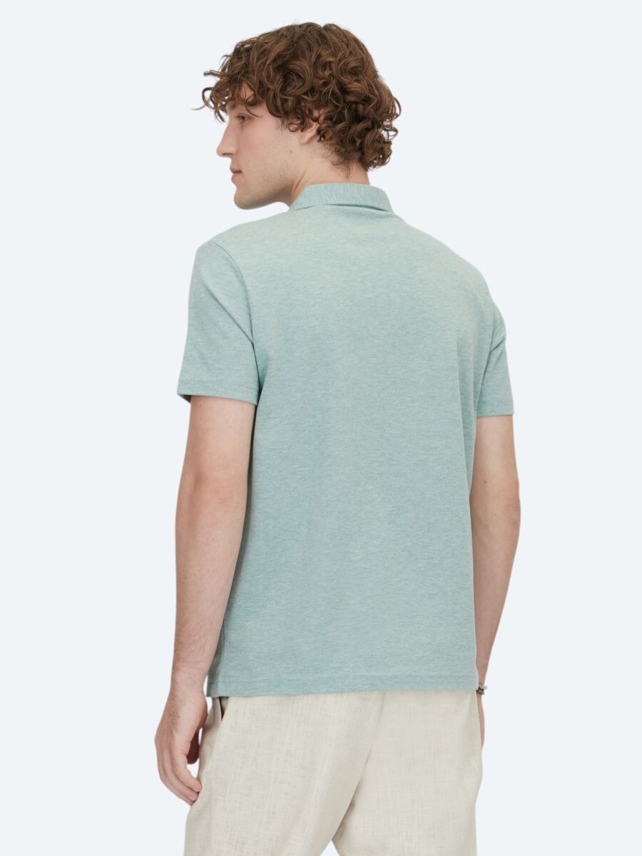 Green Polo Neck Cotton Blended T-Shirt - 5