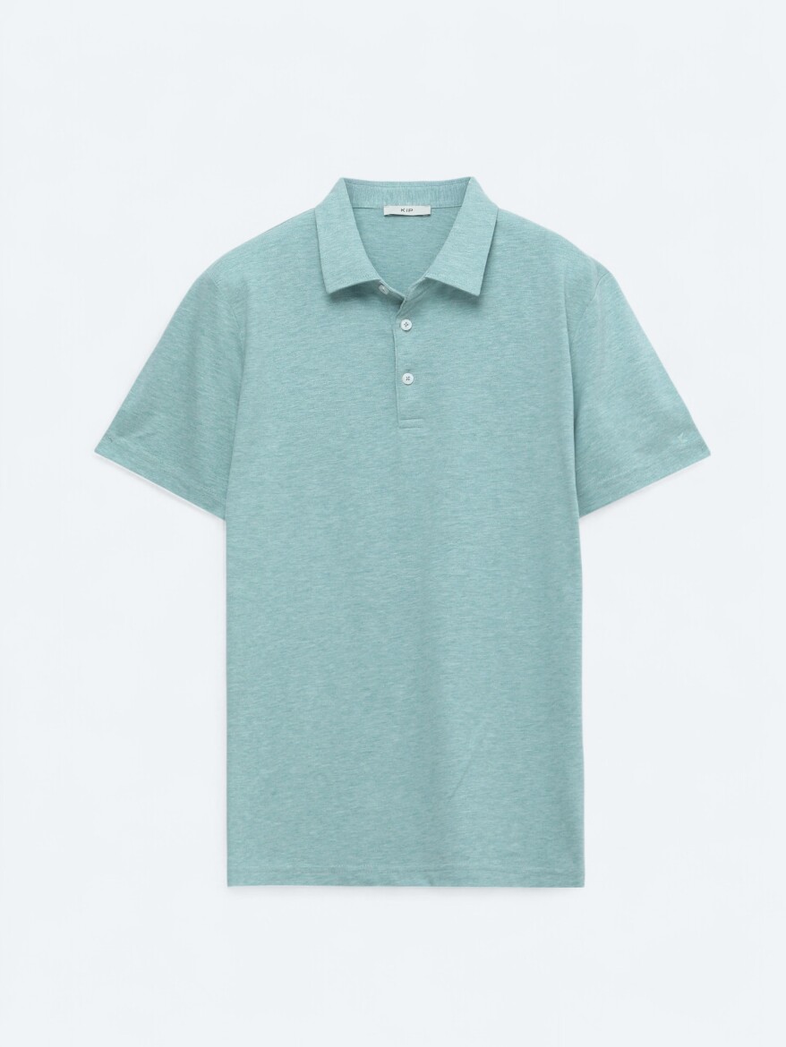 Green Polo Neck Cotton Blended T-Shirt - 6