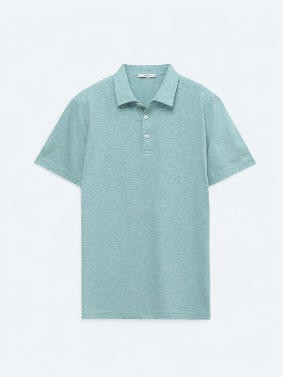 Green Polo Neck Cotton Blended T-Shirt - 6