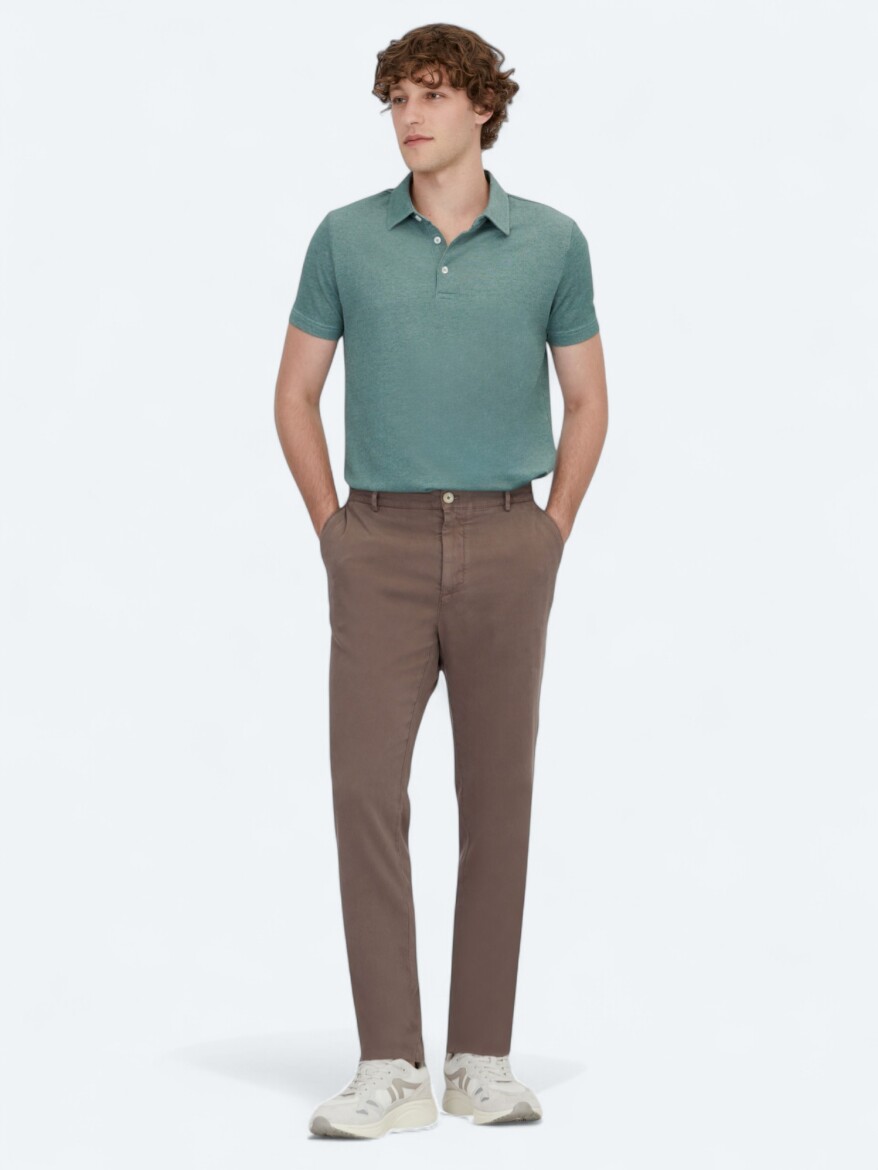 Green Polo Neck Cotton Blended T-Shirt - 2