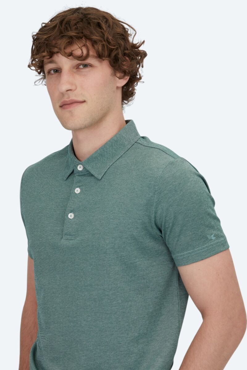 Green Polo Neck Cotton Blended T-Shirt - 3