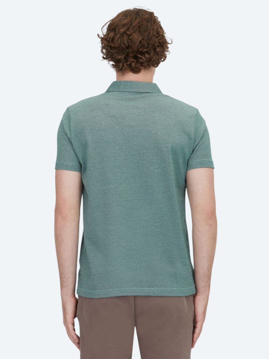 Green Polo Neck Cotton Blended T-Shirt - 5