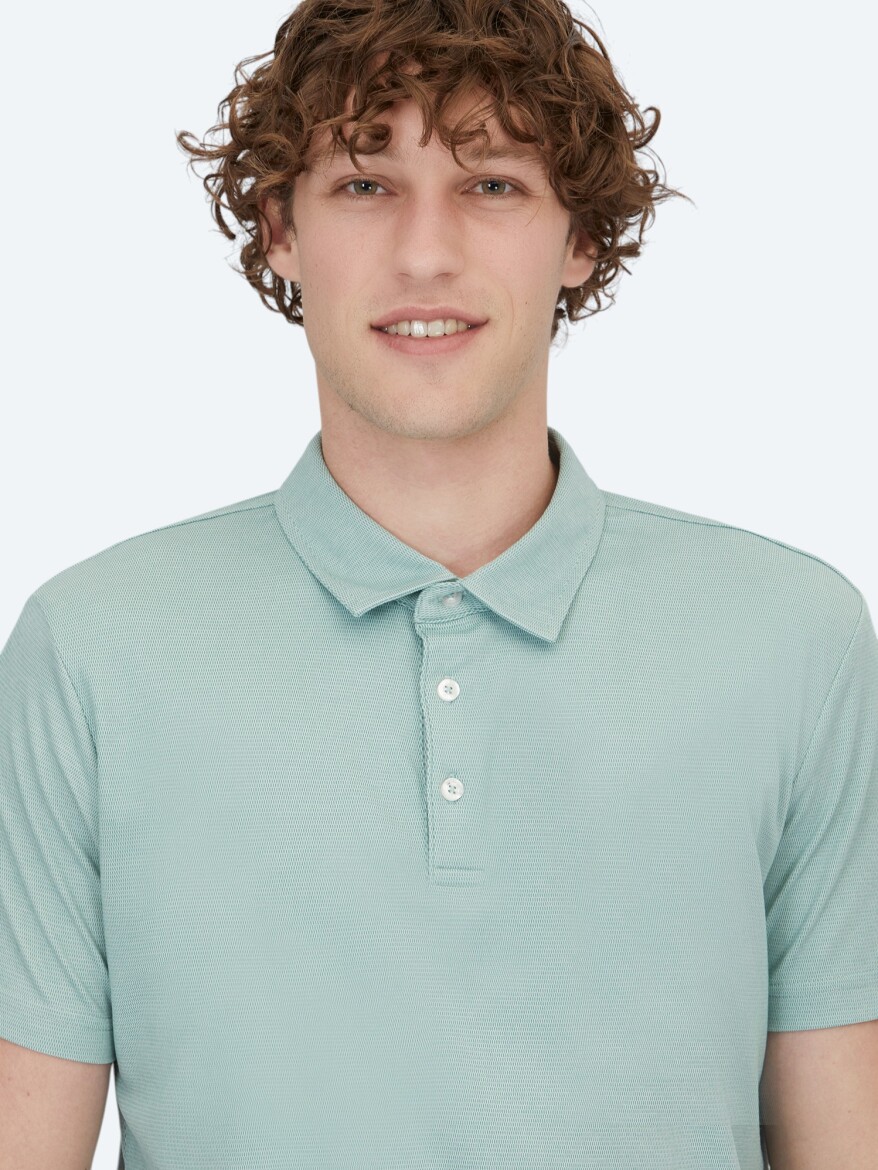 Green Polo Neck Cotton Blended T-Shirt - 3