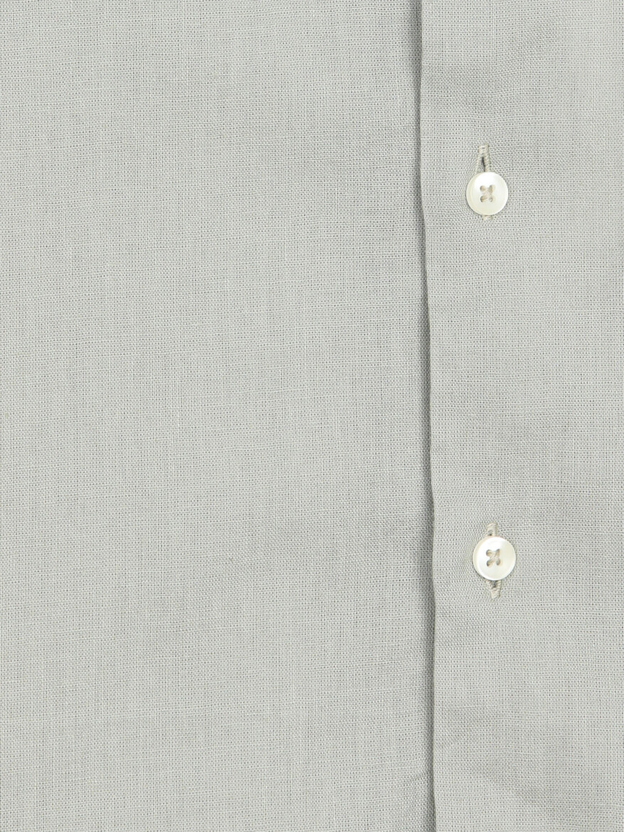 Green Regular Fit Long Weaving Casual Cotton Blended Shirt - 10