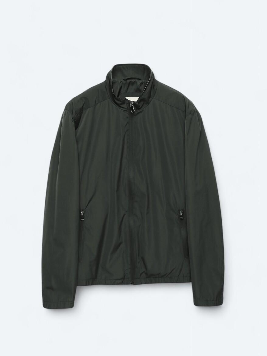 Green Regular Fit Turtleneck Casual Weaving Coat 