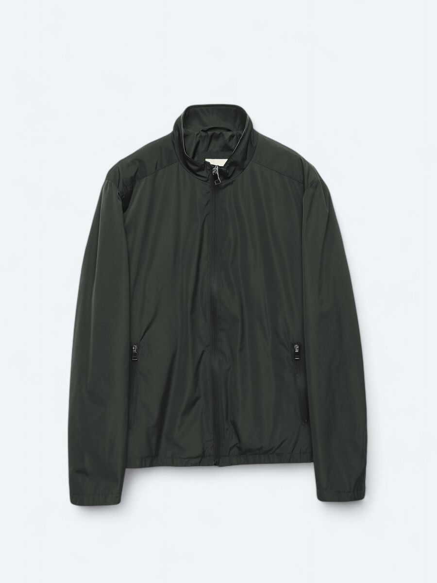 Green Regular Fit Turtleneck Casual Weaving Coat - 1
