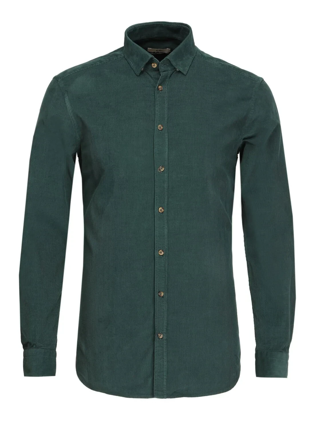 Green Ribbed Regular Fit Weaving Casual 100% Cotton Shirt - 5