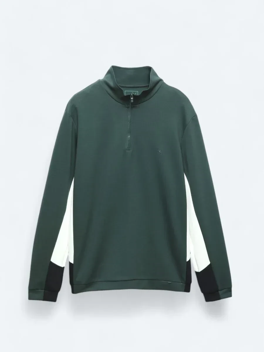 Green Turtleneck Plain Sweatshirt - 8