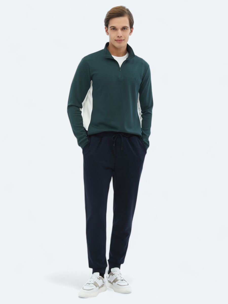 Green Turtleneck Plain Sweatshirt - 2