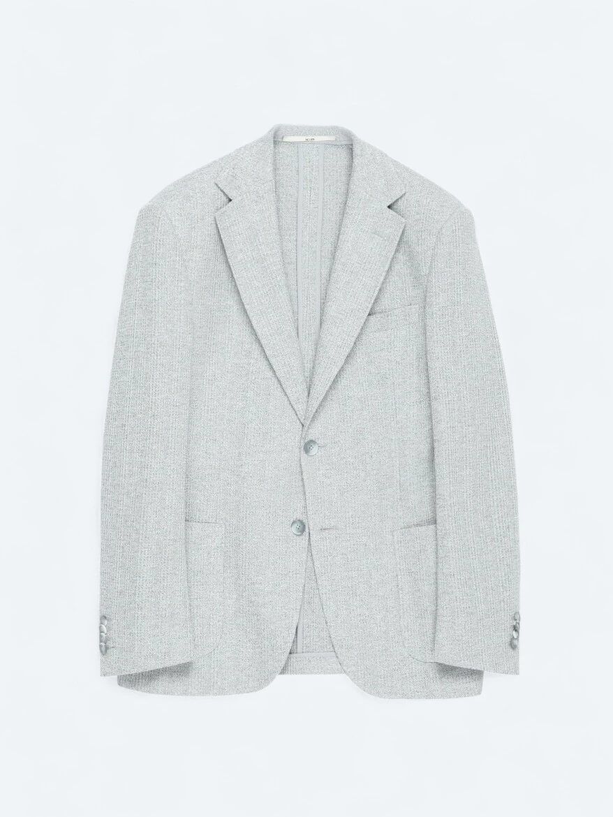 Grey Checkered Modern Fit Cotton Blended Jacket - 7