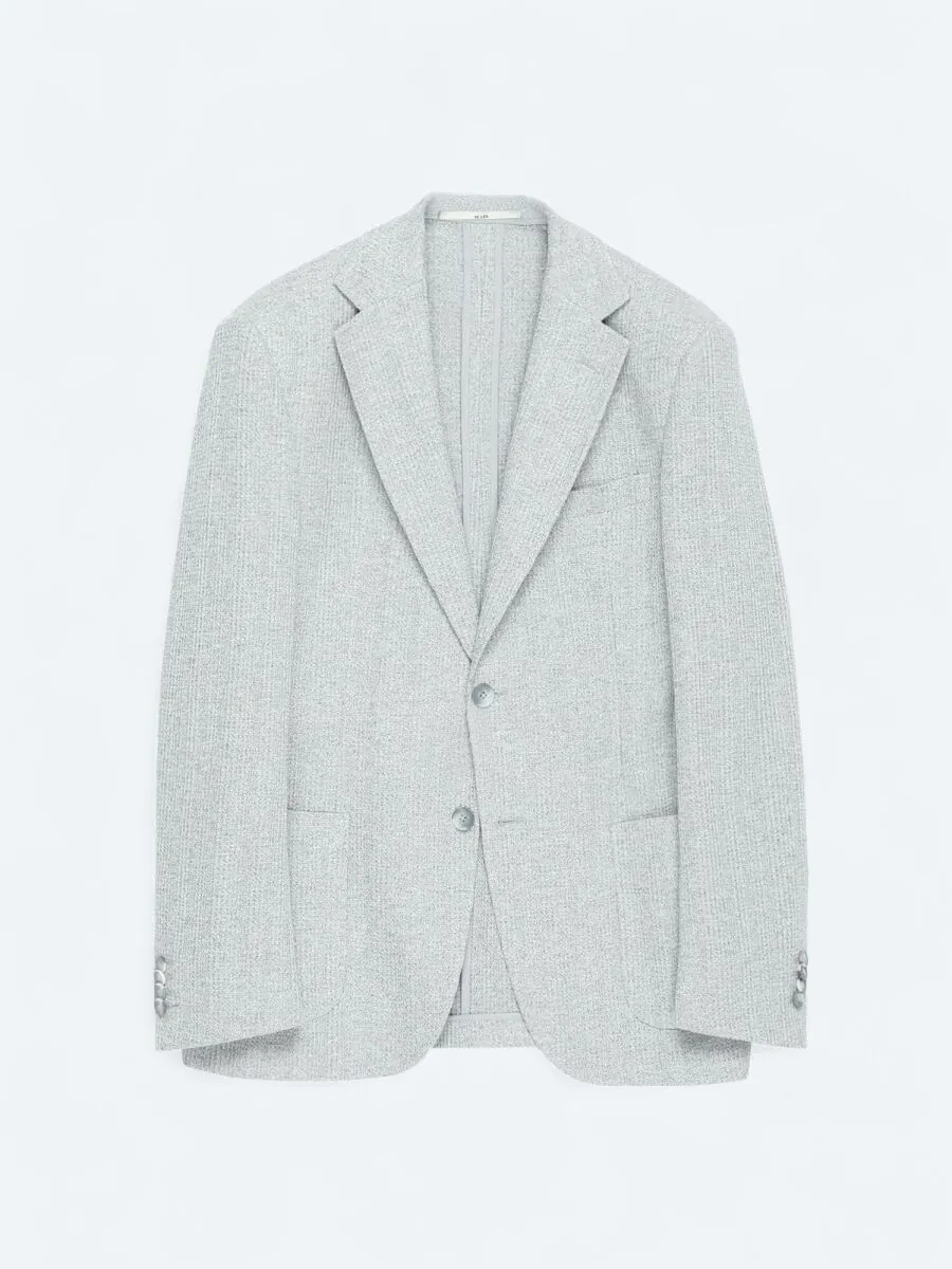 Grey Checkered Modern Fit Cotton Blended Jacket - 7