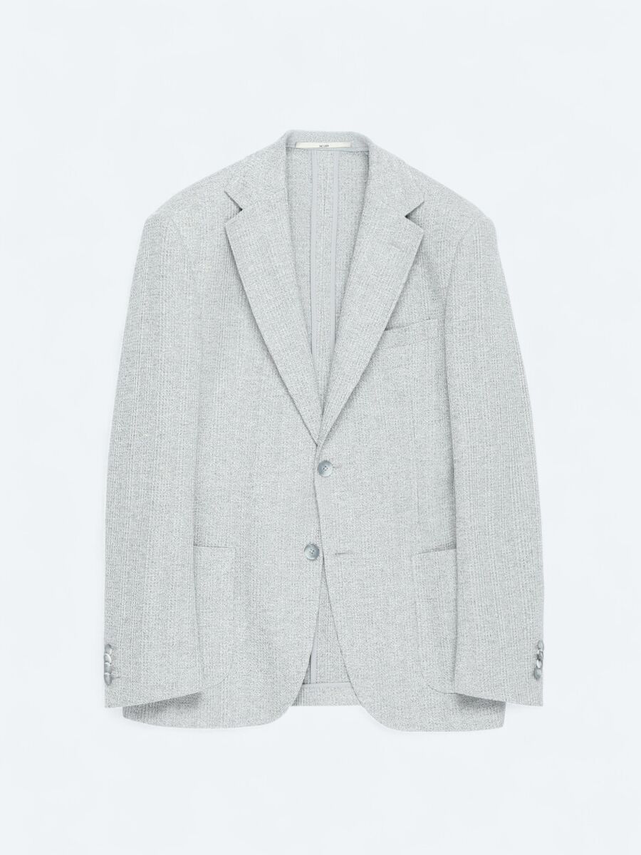 Grey Checkered Modern Fit Cotton Blended Jacket - 7