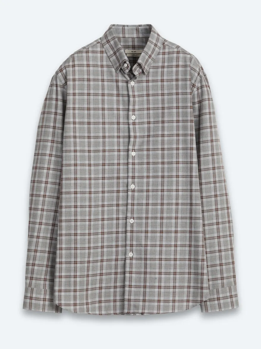 Grey Checkered Regular Fit Long Weaving Casual 100% Cotton Shirt - 7