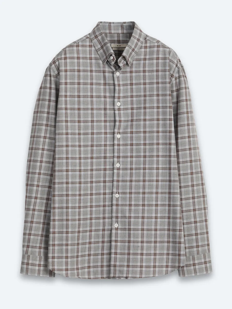 Grey Checkered Regular Fit Long Weaving Casual 100% Cotton Shirt - 7