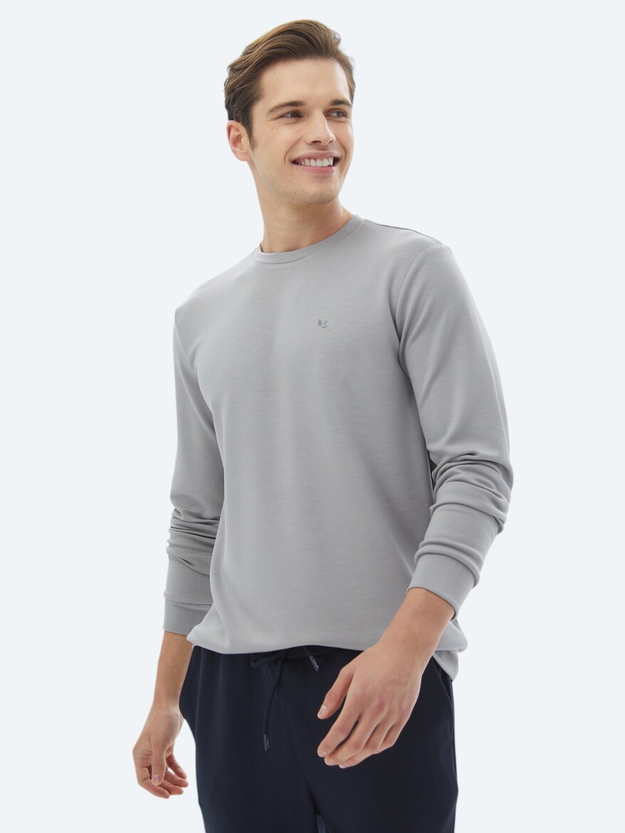 Grey Crew Neck Printed Sweatshirt 
