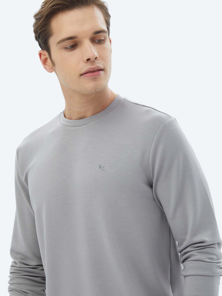 Grey Crew Neck Printed Sweatshirt - 3