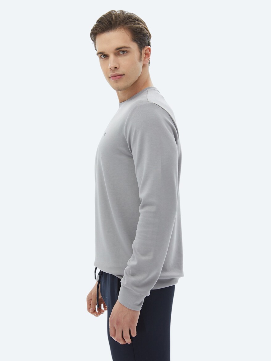 Grey Crew Neck Printed Sweatshirt - 6