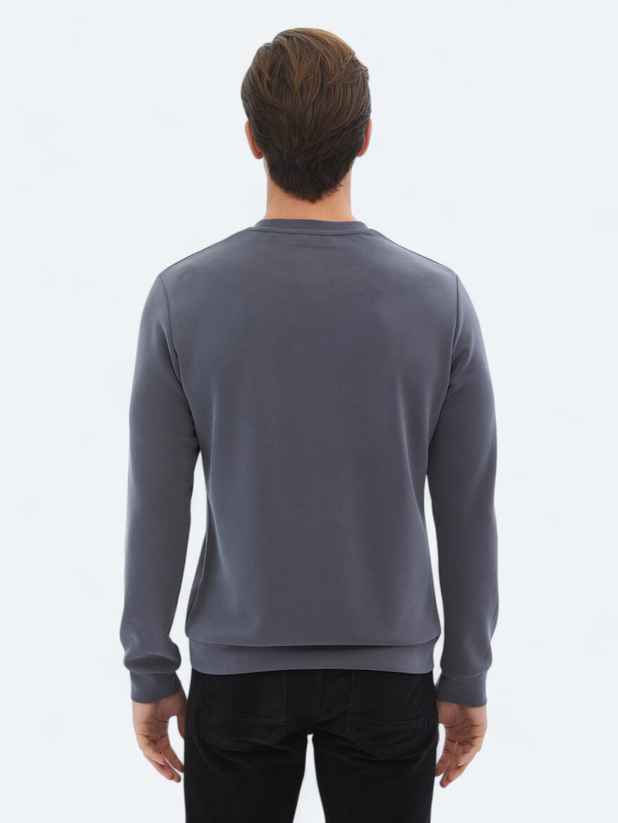 Grey Crew Neck Printed Sweatshirt - 6
