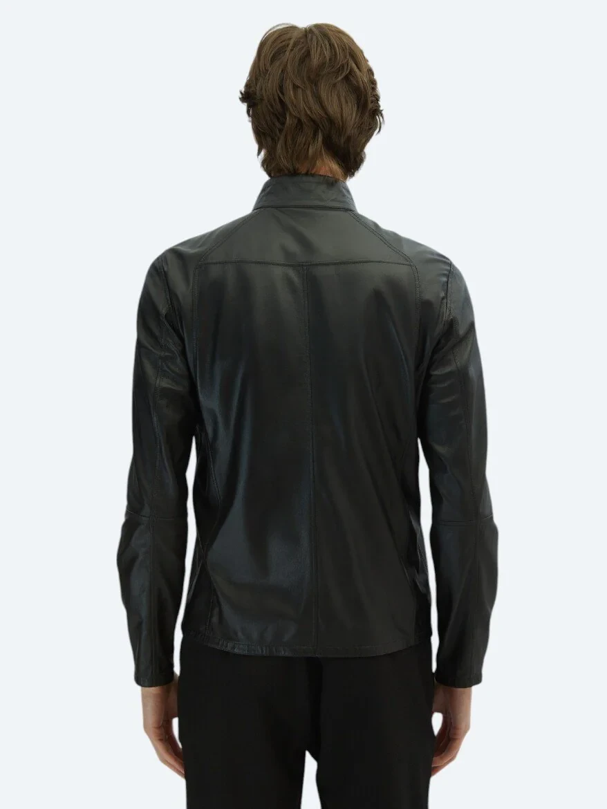 Grey Double-Sided Leather Coat - 8