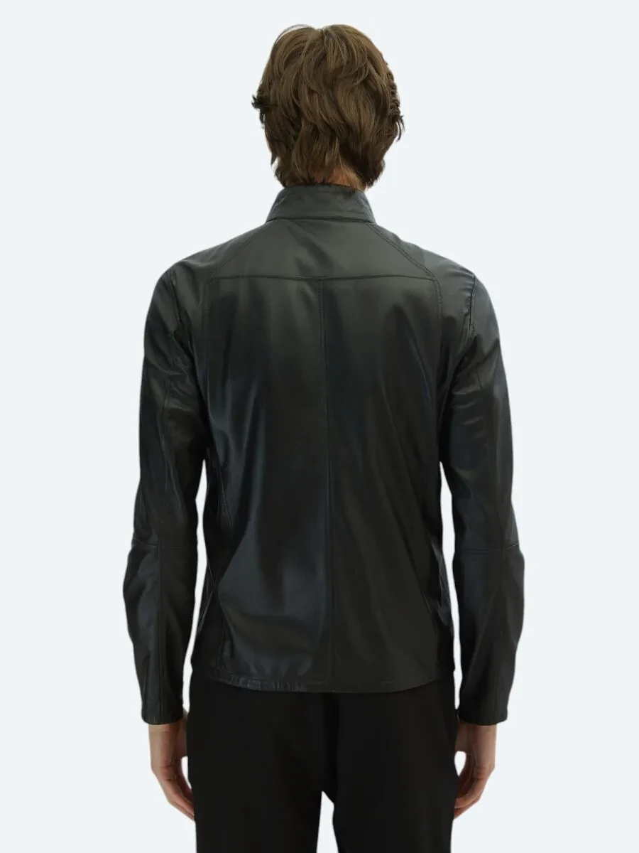 Grey Double-Sided Leather Coat - 8