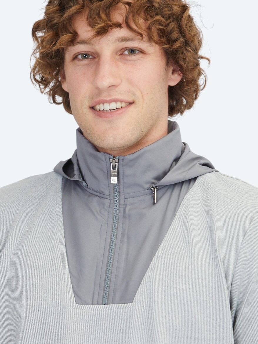 Grey Hooded Sweatshirt - 4