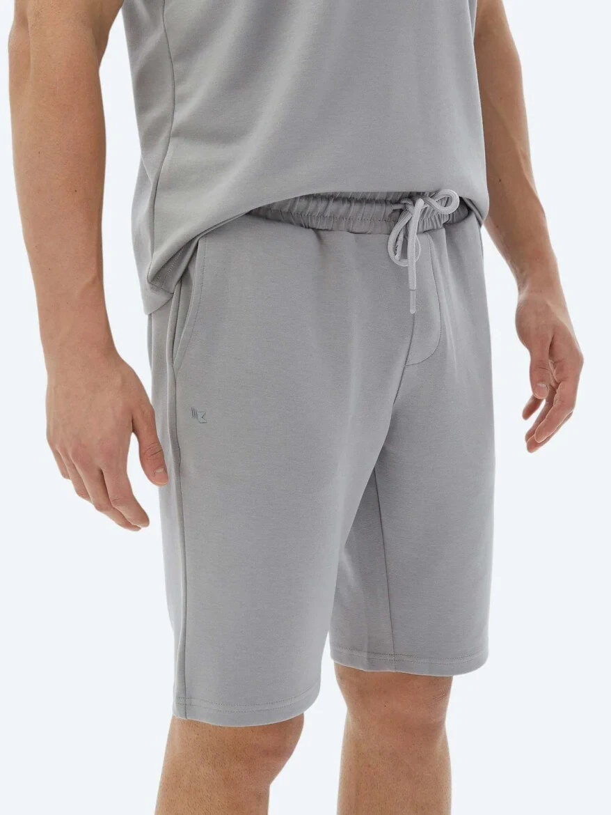 Grey Knitting Jogging Fit Casual Bermuda 
