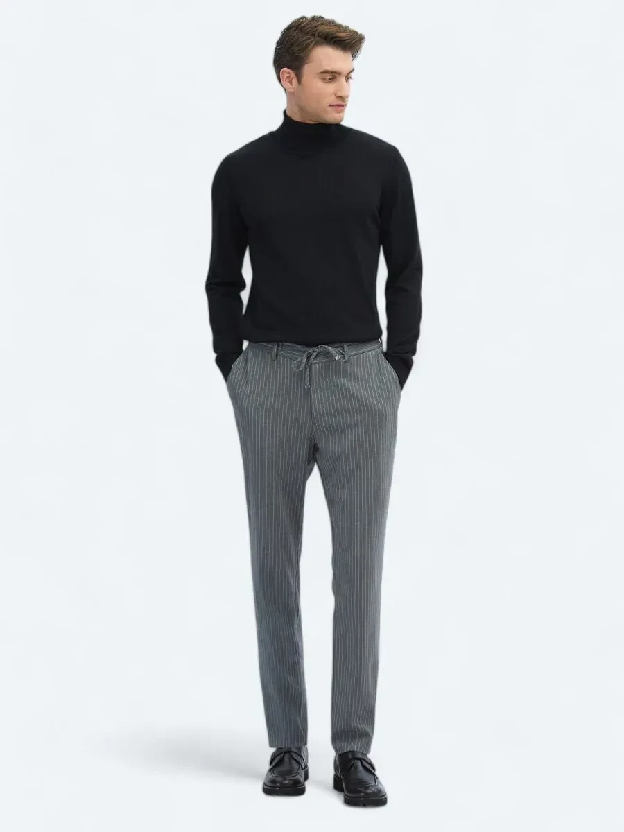 Grey Knitting Jogging Fit Casual Trousers - 1