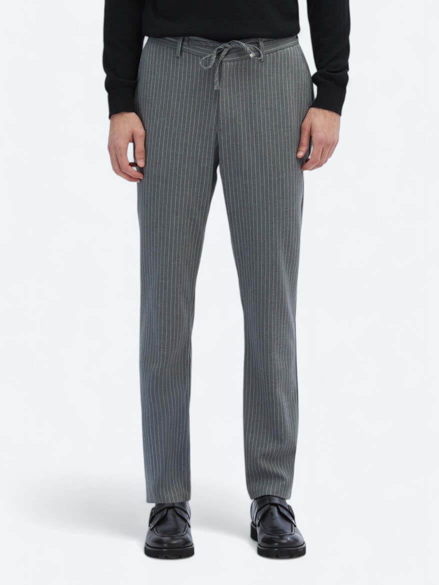 Grey Knitting Jogging Fit Casual Trousers - 2