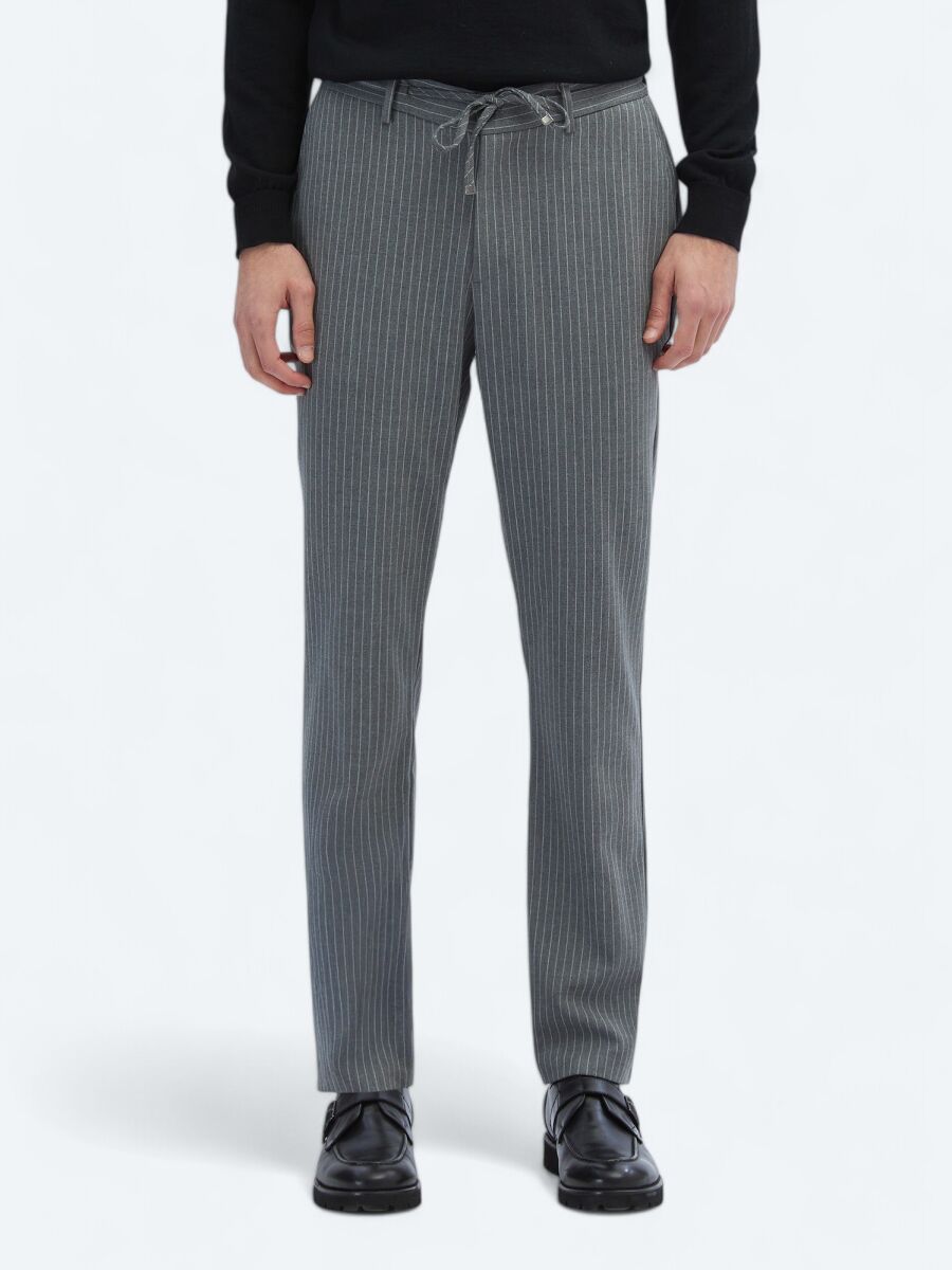 Grey Knitting Jogging Fit Casual Trousers - 2