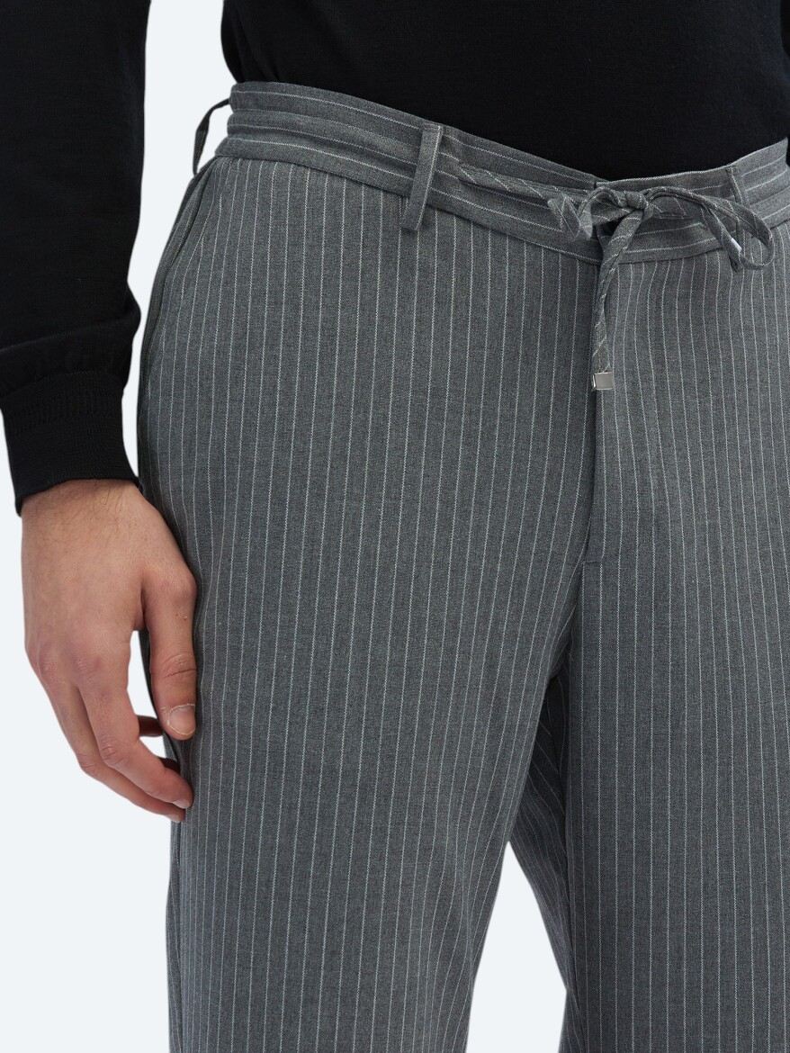 Grey Knitting Jogging Fit Casual Trousers - 3